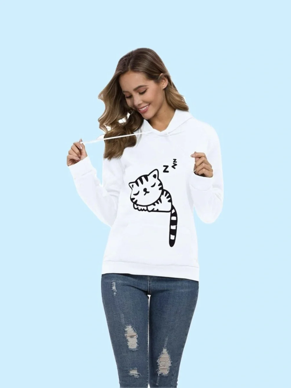 RGOSME Women Teen Girls Cat Hoodie Sweatshirt Pullover, size Large NWT